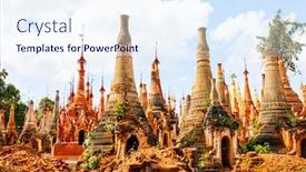  Presentation with lake - PPT theme having shwe-indein-pagoda-with-hundrets background and a sky blue colored foreground
