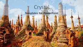 Presentation with lake - Cool new PPT theme with shwe-indein-pagoda-with-hundrets backdrop and a light blue colored foreground