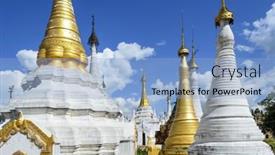  Presentation with village - Cool new PPT theme with shwe-inn-thein-pagoda backdrop and a light blue colored foreground