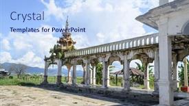  Presentation with village - Amazing presentation design having shwe-inn-thein-pagoda backdrop and a sky blue colored foreground
