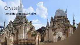  Presentation with lake - Presentation theme featuring shwe-inn-thein-pagoda background and a light blue colored foreground