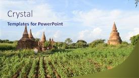  Presentation with myanmar bagan - PPT layouts with shwe sandaw pagoda in bagan myanmar background and a sky blue colored foreground