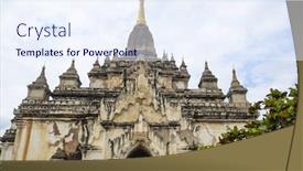  Presentation with myanmar bagan - Slide deck enhanced with shwe sandaw pagoda in bagan at sunrise myanmar background and a sky blue colored foreground