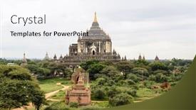  Presentation with myanmar bagan - Amazing PPT theme having shwe sandaw pagoda in bagan at sunrise myanmar backdrop and a white colored foreground