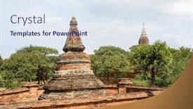  Presentation with myanmar bagan - Slide set consisting of shwe sandaw pagoda in bagan at sunrise myanmar background and a sky blue colored foreground
