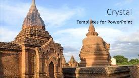  Presentation with myanmar bagan - PPT theme consisting of shwe sandaw pagoda in bagan at sunrise myanmar background and a light blue colored foreground