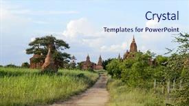  Presentation with myanmar bagan - Slides enhanced with shwe sandaw pagoda in bagan at sunrise myanmar background and a sky blue colored foreground