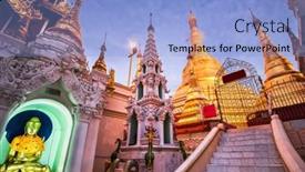  Presentation with shwedagon pagoda - Presentation having shwedagon-pagoda-stupas-in-yangon background and a light blue colored foreground