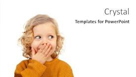  Presentation with mouth - Audience pleasing presentation design consisting of shy-funny-child-covering backdrop and a white colored foreground