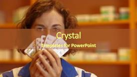  Presentation with pharmacist - Slides consisting of shy pharmacist holding many pills in hand background and a red colored foreground