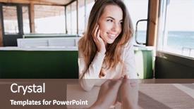  Presentation with hands holding - Slides having shy woman on date holding background and a violet colored foreground