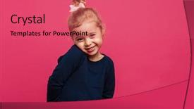  Presentation with group of three young girl - PPT layouts enhanced with shy young blonde girl posing background and a  colored foreground