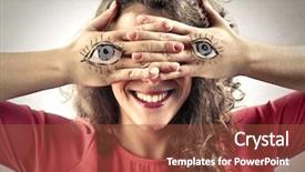  Presentation with blind - Slide set with shyness - blind girl with eyes painted background and a tawny brown colored foreground