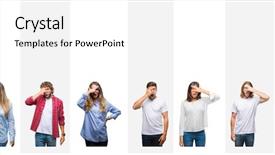  Presentation with skin care ethnic people - Slide deck featuring shyness - collage of different ethnics young background and a white colored foreground