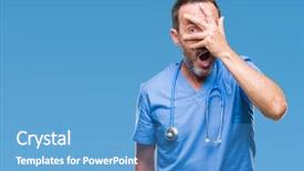  Presentation with eye for medical interpretation - Audience pleasing PPT theme consisting of shyness - middle age hoary senior doctor backdrop and a teal colored foreground