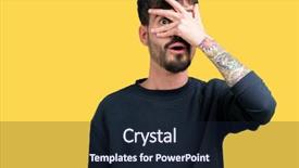  Presentation with eyes - Colorful PPT theme enhanced with shyness - young handsome man over isolated backdrop and a  colored foreground