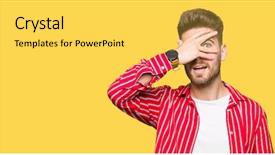  Presentation with red - Colorful slide set enhanced with shyness - young handsome man wearing red backdrop and a  colored foreground