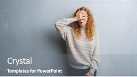  Presentation with young grey maine coon cat - Cool new slides with shyness - young redhead woman over grey backdrop and a  colored foreground