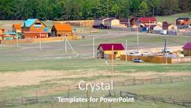 Presentation with view of village in cordillera - Cool new slide deck with siberian-village-of-khuzir backdrop and a mint green colored foreground