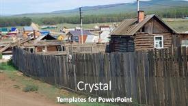  Presentation with island - Theme having siberian-village-on-olkhon-island background and a gray colored foreground