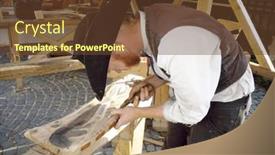  Presentation with wood carving - Presentation theme with sibiu-romania-july-31-2018 background and a tawny brown colored foreground