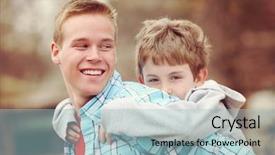  Presentation with siblings - PPT theme enhanced with siblings - older brother giving young boy background and a light blue colored foreground