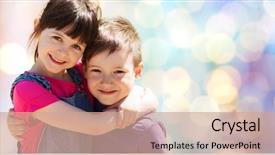  Presentation with light and people - Slide set with siblings - summer childhood family friendship background and a coral colored foreground