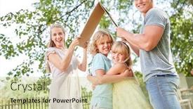  Presentation with children parents - Presentation theme consisting of sibling-children-hug-under background and a soft green colored foreground