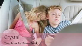  Presentation with car seat - Colorful PPT theme enhanced with sibling-children-sleeping-peacefully backdrop and a coral colored foreground