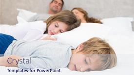  Presentation with siblings - Colorful slide deck enhanced with siblings and parents sleeping in bed backdrop and a sky blue colored foreground