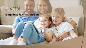  Presentation with siblings - Slide set with father mother child - siblings and parents background and a coral colored foreground