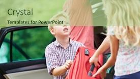  Presentation with siblings - Presentation featuring siblings-at-the-car-helping background and a mint green colored foreground