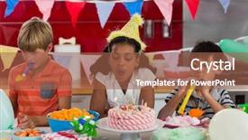  Presentation with siblings - Beautiful PPT theme featuring siblings celebrating birthday in kitchen backdrop and a  colored foreground