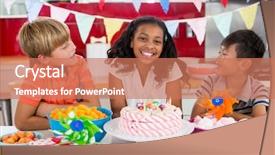  Presentation with siblings - PPT theme having siblings celebrating birthday in kitchen background and a  colored foreground