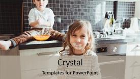  Presentation with siblings - Beautiful theme featuring siblings cooking holiday pie backdrop and a light gray colored foreground