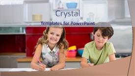  Presentation with siblings - Slide set enhanced with siblings doing homework in kitchen at home background and a sky blue colored foreground