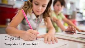  Presentation with siblings - Amazing presentation theme having siblings doing homework in kitchen at home backdrop and a coral colored foreground