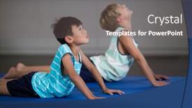  Presentation with siblings - Amazing presentation having siblings-doing-stretching-exercise backdrop and a gray colored foreground
