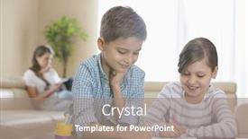  Presentation with siblings - Presentation having siblings drawing together at table with mother in background background and a coral colored foreground