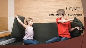  Presentation with stuck - PPT layouts enhanced with siblings-fighting-with-pillows-stuck background and a lemonade colored foreground