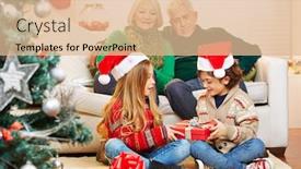  Presentation with siblings - Audience pleasing PPT theme consisting of siblings-give-each-other-gifts backdrop and a lemonade colored foreground