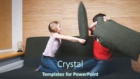  Presentation with mad children - Amazing PPT theme having siblings-going-mad-stuck backdrop and a ocean colored foreground