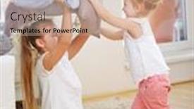  Presentation with siblings - Theme featuring siblings-have-a-pillow-fight background and a soft green colored foreground