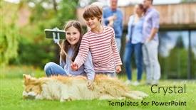  Presentation with stick kids - Beautiful slides featuring siblings-kids-take-a-selfie backdrop and a yellow colored foreground