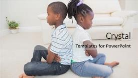  Presentation with children talking - Audience pleasing presentation theme consisting of siblings not talking to each backdrop and a light gray colored foreground