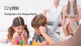  Presentation with siblings - Presentation theme featuring siblings playing board game background and a white colored foreground