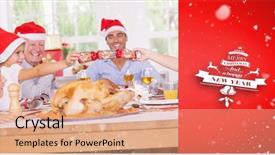  Presentation with cracker - Amazing slides having siblings pulling a christmas cracker against red vignette backdrop and a coral colored foreground