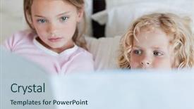  Presentation with siblings - Presentation theme with siblings reading bed time story background and a  colored foreground