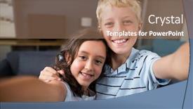  Presentation with siblings - Audience pleasing presentation theme consisting of siblings-taking-selfie-in-living backdrop and a coral colored foreground