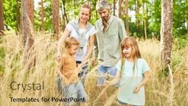  Presentation with siblings - PPT theme consisting of siblings-with-family-hiking background and a yellow colored foreground